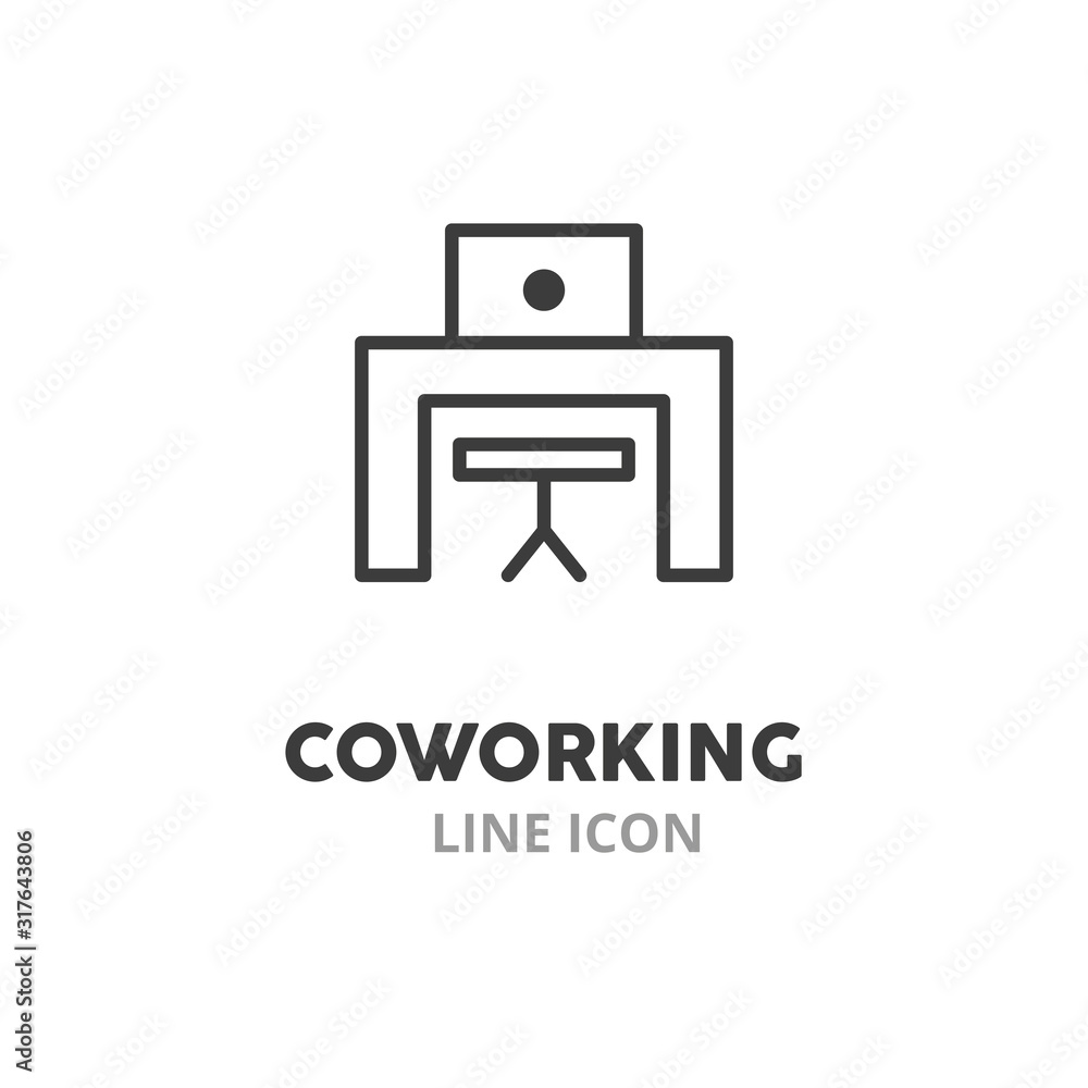 Poster coworking symbol thin line icons. vector illustration symbol elements for web design..