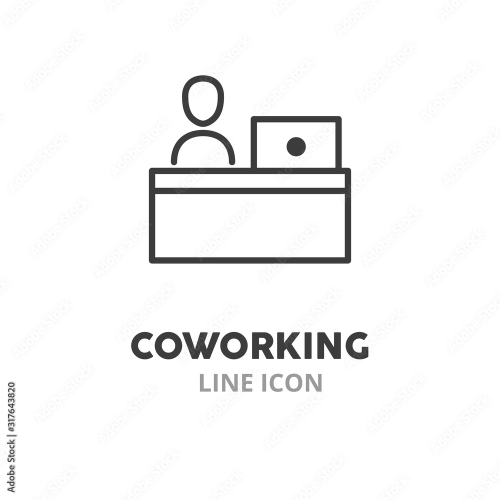 Aufkleber coworking symbol thin line icons. vector illustration symbol elements for web design..