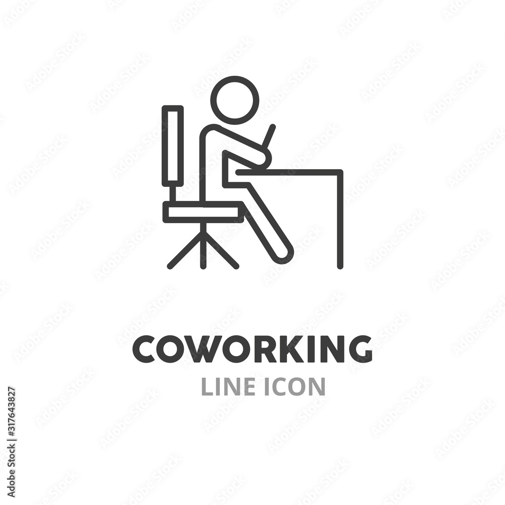 Aufkleber coworking symbol thin line icons. vector illustration symbol elements for web design..
