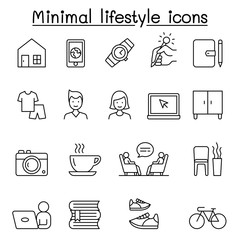 Minimal lifestyle, Hipster icons set in thin line style