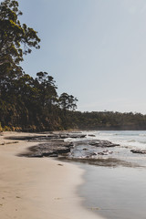 view of the beach next to the Tessalated Pavement in Eaglehack Neck in the Tasman Peninsula