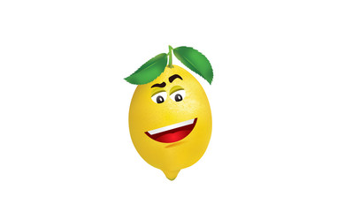 lemon with smile character, illustration vector