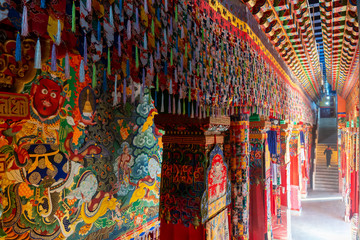 Inside amazing pattern architecture of Song Zan Lin Temple Yunnan, China