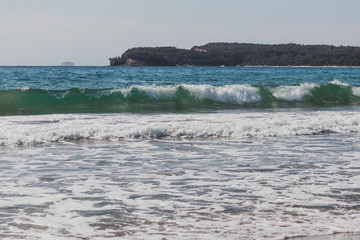 view of the beach next to the Tessalated Pavement in Eaglehack Neck in the Tasman Peninsula