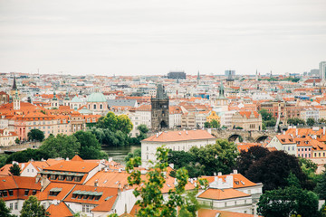 Fototapeta na wymiar Old Town Prague view from on top of a hill