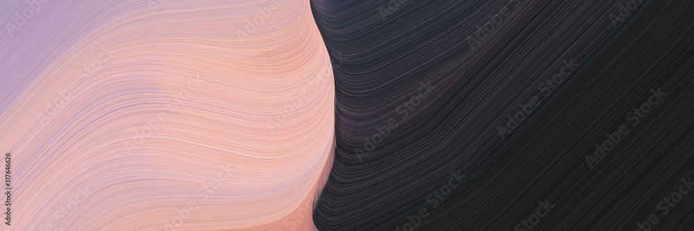 Poster flowing horizontal header with very dark blue, baby pink and dim gray colors. dynamic curved lines w