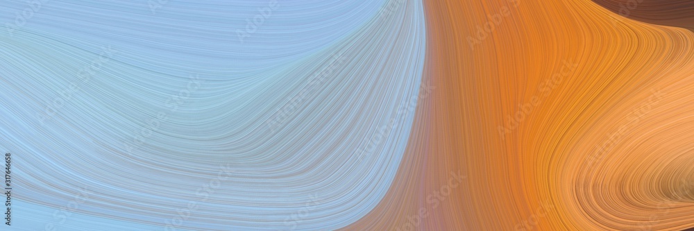 Poster modern designed horizontal header with pastel blue, bronze and rosy brown colors. dynamic curved lines with fluid flowing waves and curves