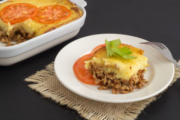potato casserole with minced meat.