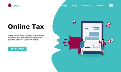 Online Tax Payment Vector Illustration Concept , Suitable for web landing page, ui,  mobile app, editorial design, flyer, banner, and other related occasion