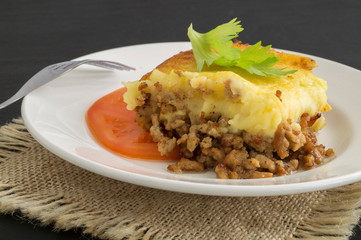 potato casserole with minced meat.