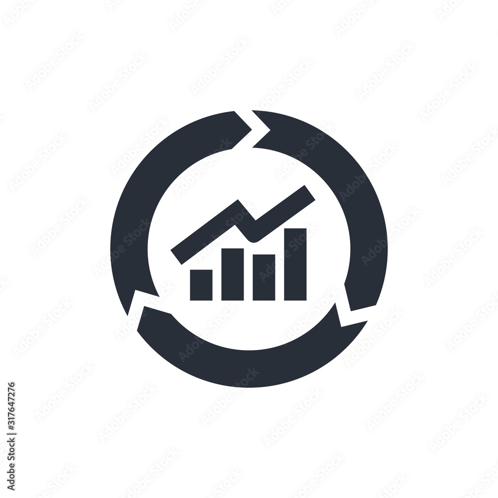 Poster growth chart. update report graph or sales growth sign. analysis and statistics data symbol.vector i
