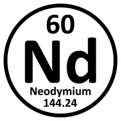 Periodic table element neodymium icon.