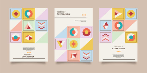 Retro Colorful Abstract Cover Template Design Set Vintage