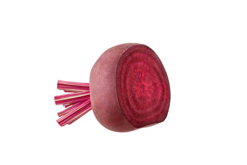 Beetroot isolated. Half red beet isolated on white background with clipping path