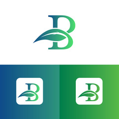letter B and leaf logo vector, Eco Logo Design. Letter B Vector	
