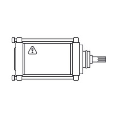 Line vector icon auto moto parts accessories electric starter. Repair service equipment. Engine elements shop catalog. Vintage vehicle symbol. Motorcycle mechanic. Transportation. Elements background.
