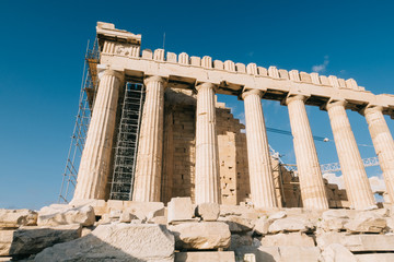 Obraz premium Athens, Greece - Dec 20, 2019: Parthenon at the Acropolis of Athens, Greece