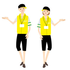 Illustration of man and woman of the event staff