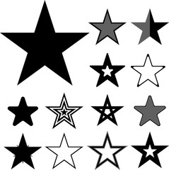 Stars line icons set vector illustration.  glow, firework, twinkle, starry night, glitter, chirstmas, new year.