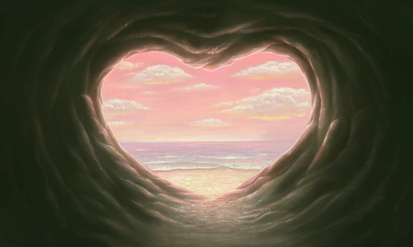 Naklejki Cave of love with the sea, surreal artwork