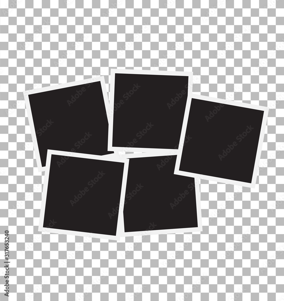 Poster set of square photo frames on transparent background. template design. empty photo frame with white 