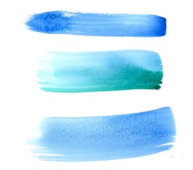 Abstract blue and green texture and background with brushstroke like lines drawn by watercolor paints. Great basic of print, badge, party invitation, banner, tag.