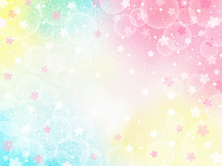 桜　虹色水彩背景 © miko