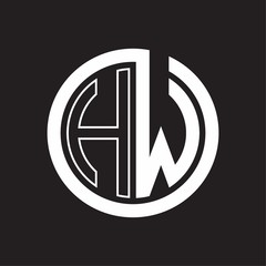 HW Logo with circle rounded negative space design template