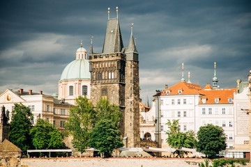 Old Town Tower in Prague on the Vltava River