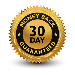 30 day money back guaranteed Badge - banner, sticker, tag, icon, stamp, label.