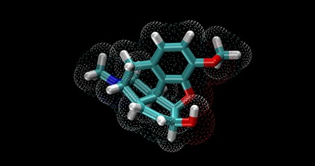  Codeine, opioid drug, 3d molecule 