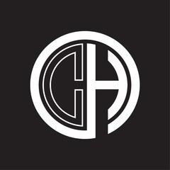 DH Logo with circle rounded negative space design template