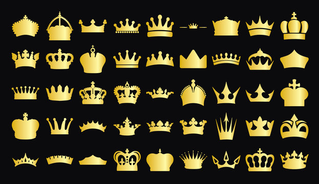 Illustration vector simple gold crown collection