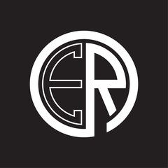 ER Logo with circle rounded negative space design template