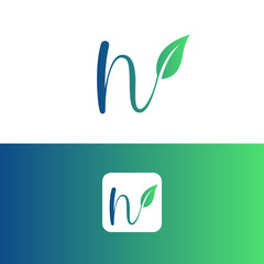 letter H and leaf logo vector, Eco Logo Design. Letter H Vector	