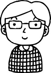 Monochrome Hand painted cute Smiling people icon