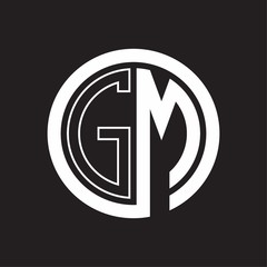 GM Logo with circle rounded negative space design template