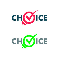  Choice logo type with bulb and check mark symbol