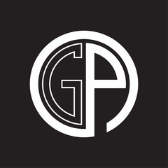 GP Logo with circle rounded negative space design template