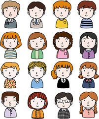 Hand painted cute Smiling people icon