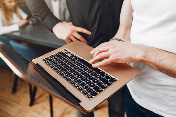 People working. Beautiful woman in a white shirt. Businessman working in a office.