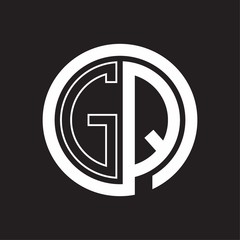 GQ Logo with circle rounded negative space design template