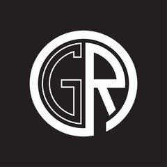 GR Logo with circle rounded negative space design template