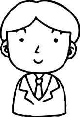 Monochrome Hand painted cute Smiling people icon