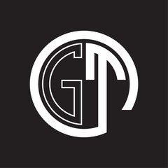 GT Logo with circle rounded negative space design template