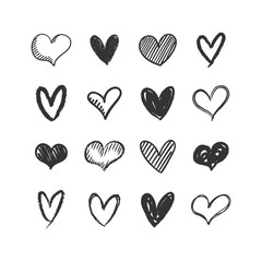 Hand drawn hearts. Valentine's day heart doodles. Love illustrations.