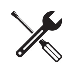 wrench, screwdriver icon vector symbol on white background