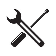 wrench, screwdriver icon vector symbol on white background