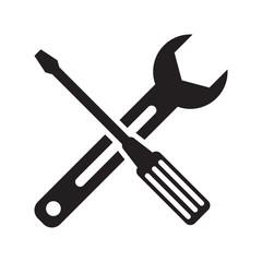 wrench, screwdriver icon vector symbol on white background