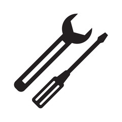 wrench, screwdriver icon vector symbol on white background